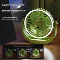 Nouveau ventilateur de bureau en plastique, recharge USB, avec lumière nocturne, faible bruit, 5 vitesses, longue durée de vie de la batterie, pour dortoir d'étudiant, bureau