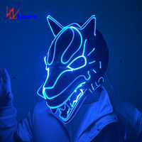 Casque de loup lumineux à fibres optiques pour soirée en boîte de nuit, spectacle, performance sur scène, festival de danse, accessoires de cosplay