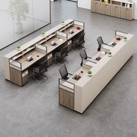 BGZ-220X – Bureau d'ordinateur en L moderne et minimaliste en PVC avec cloison d'écran et chaise de bureau pour 4/6 personnes
