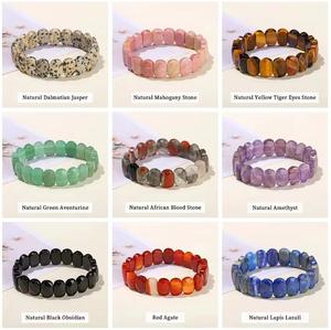 Tendance femmes hommes 14*10mm <span class=keywords><strong>Style</strong></span> Vintage pierre naturelle améthyste yeux de tigre Agate facettes perlé Bracelet main rangée Bracelet bijoux - Product Image 3