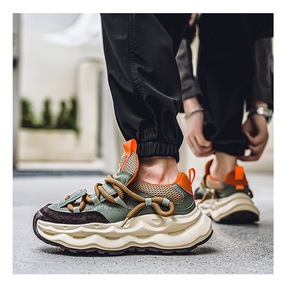 Zapatos Daddy con parte superior de malla transpirable - versátiles, con suela gruesa, que aumentan la altura, modernos, a la moda, deportivos, casuales. - Product Image 4