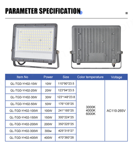 Super luminosité 10W-400W IP65 étanche extérieur en aluminium LED lumière d'inondation haute Lumens 3 ans de garantie température multicolore - Product Image 2