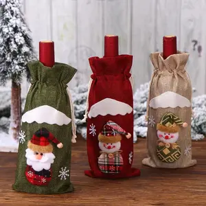 Venta al por mayor, decoración navideña, cubierta navideña para botella de vino, cubierta navideña para botella, adornos, regalos