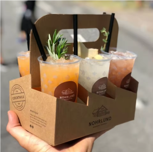 <b>Biodegradable</b> Custom Kraft <b>Paper</b> Cup Carriers with Embossed Handles, Multi-Use for Coffee, Flowers, Beverages & Takeaway - Product Image 1