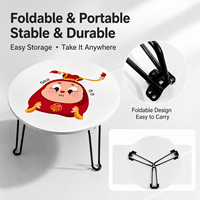 Table ronde pliante imprimée de dessins animés, pour la maison, la salle à manger, le camping en plein air, portable, sans assemblage, bureau simple