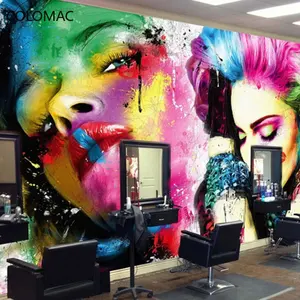 Colomac مخصص الحلاق متجر 3d الأزياء الحنين خلفية صالون الشعر زخرفة خلفية جدارية ملصقات الحائط