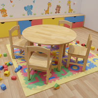 Ensemble table et chaises en bois massif pour la maternelle, mobilier de boutique pour l'éducation préscolaire, table ronde de jeu et d'apprentissage pour enfants