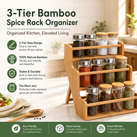 Étagère à épices en bambou à 3 niveaux avec logo personnalisé, organisateur de comptoir de cuisine, étagère de rangement pour assaisonnements