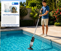 Nettoyeur de piscine portable puissant et de luxe avec 3 sections de perches en aluminium, modèle PJV30 - Rechargeable, écologique et haute efficacité