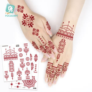 Fabricant de Tatouages Autocollants Temporaires au Henné Rouge Personnalisés, Imperméables pour <span class=keywords><strong>Femme</strong></span> et Fille, Art Corporel Sexy pour Mains et Pieds, Fleur d'Inde - Product Image 1
