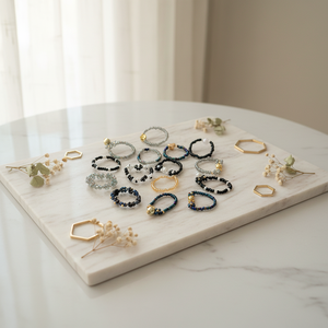 Pulseira Feminina Artesanal DIY de Plástico Multicamadas com Contas de Lucite, Estilo Boêmio Europeu, Dourada, Preta e Branca, Atacado - Product Image 4