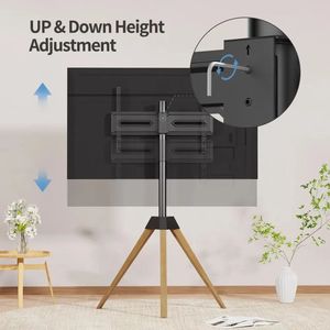 Height Adjustable <strong>Easel</strong> <strong>TV</strong> <strong>Stand</strong> <strong>TV</strong> Floor <strong>Stand</strong> with Wood Legs <strong>TV</strong> <strong>Stand</strong> with Tripod Base for 32-65 Inch Flat Screens Swivel - Product Image 5