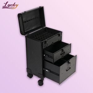 Black Rolling Nail Art <strong>Case</strong> Professional Trolley Cosmetic <strong>Case</strong> with Lockable Drawers Large <strong>Case</strong> on Wheels for Makeup Artist - Product Image 5