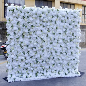 Customized <b>White</b> <b>Artificial</b> <b>Flower</b> Wedding Party Background Decoration Wall Fake Rose and Peony Background Wall Party Decoration - Product Image 2