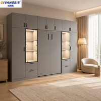 Lit Murphy en bois moderne avec fonction canapé-lit, armoire pliable et espace de rangement, design gain de place pour chambre à coucher et petits espaces domestiques