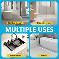 Barrera de Agua Moderna para Baño, Tira de Silicona TPE para Umbral de Ducha, Retén de Agua, Longitud Personalizable, Separador de Zonas Secas y Húmedas