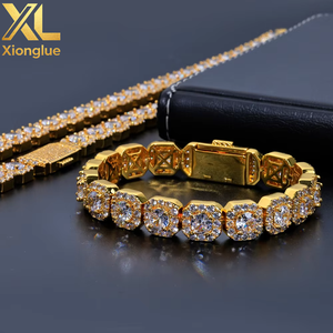 Stock Fashion 12MM Luxury Iced Out Hop Jewelry Zircon Cut Cluster Tennis <b>Bracelet</b> <b>Copper</b> Alloy Unisex Gift - Product Image 3