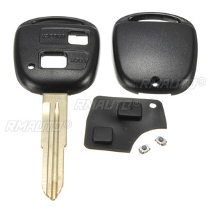 Coque de clé télécommande 2 boutons avec tampon en caoutchouc et lame de clé, noire, pour réparation et remplacement, compatible Toyota Yaris - Product Image 2