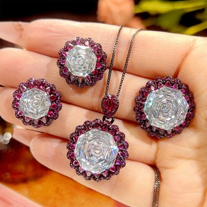 Fashion Eco-friendly Copper Necklace <b>Sets</b> for Women Jewelry 14-10mm White Cubic Zirconia Black Gold Plated Elegant Matching <b>Set</b> - Product Image 3