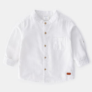 Chemise pour garçon style coréen, col montant, en coton, manches longues, dernier design, boutique en ligne pour enfants - Product Image 1