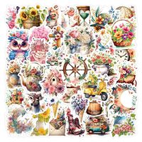 Paquete de 55 Pegatinas de PVC con Diseño de Flores, Resistentes al Agua, para Laptop, Patineta, Equipaje, Taza, Botella, Cuaderno, Decoración
