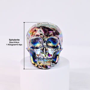 Лидер продаж, ореол, сфалеритовые черепа, резные драгоценные камни, ручной работы, титановые черепа ауры, поделки для коллекции - Product Image 4