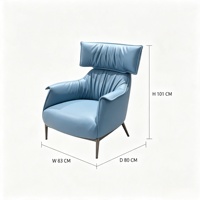 Fauteuil d'appoint pour salon en cuir avec pieds en acier inoxydable, couleur personnalisable, fauteuil de détente moderne pour le mobilier de salon