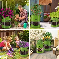 Sacs de culture de pommes de terre Florelf respirants et durables à 360 degrés, 3 paquets de 10 sacs de 10 gallons avec poignées pour légumes et patates douces - Extérieur et intérieur