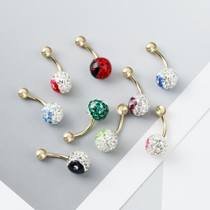 Anillo de <span class=keywords><strong>ombligo</strong></span> con letras simples a la moda con acero inoxidable incrustante circón gota aceite cuerpo Piercing joyería - Product Image 5