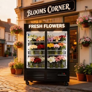 Vitrina Refrigerada Vertical Comercial para Exhibición Floral, de 2 Puertas, para Conservación de Flores - Product Image 2