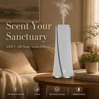 Diffuseur de parfum en résine à texture pierre, 100 ml, rechargeable 6000 mAh, autonomie 12h, pour 200-300 m³, sans fil, 7 niveaux, 3 minuteurs, de bureau, OEM, blanc