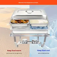 Réchaud de buffet pliable de luxe en acier inoxydable argenté, chauffe-plats professionnel à chauffage à l'alcool pour OEM/ODM