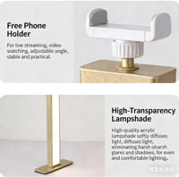 Nouvelle lampe de table LED UV pliable en forme de U avec commande tactile dorée pour salon et domicile, extension de cils et manucure, avec support pour téléphone