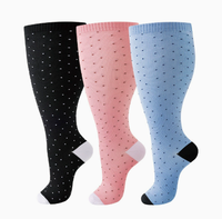 Chaussettes de compression montantes à pois, pour la course, le cyclisme et le fitness, personnalisation du logo OEM ODM