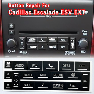 Autocollant de réparation de bouton rectangulaire réutilisable en PVC noir pour commandes audio multimédias Cadillac 2007-2014 - Product Image 5