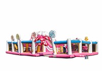 Ciudad de Diversión Inflable Comercial Gigante con Temática de Candyland, Castillo Inflable de PVC, Gran Parque Infantil para Alquiler en Fiestas Infantiles