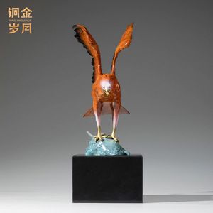Talleres de Arte en Cobre, Escultura de Águila en Cobre, Decoración de Animales Metálicos, Regalo para Escritorio de Oficina, Promoción Empresarial, Diseño Moderno - Product Image 2