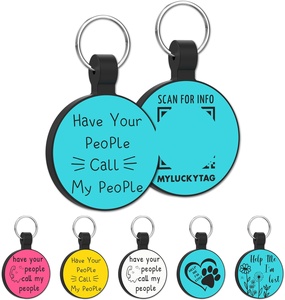 2026 Customized APP Silicone Dog <b>Tag</b> Anti-lost QR Code Silicone Circle Shape Pet <b>ID</b> QR URL Collar Name <b>Tag</b> for Dog Cat - Product Image 1