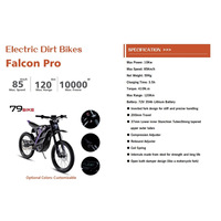 Moto tout-terrain électrique Falcon Pro, cadre en aluminium lithium, double suspension, couple de 410 N.m, aventure extrême et course enduro