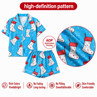 Pyjama de Noël pour femme, vêtement de nuit imprimé par sublimation, manches courtes, tenue décontractée imprimée, cadeau de Noël