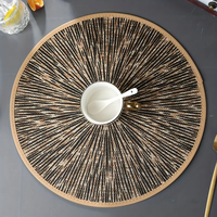 Vente en gros de sets de table en jute de style bohème personnalisés, imprimés circulaires, pour restaurant, table de salle à manger, fête de mariage, carton