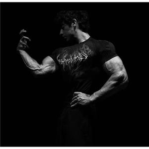 <b>Mens</b> Dark Metal Bat Logo Compression Tee <b>Stretch</b> Slim Fit Formal Woven Fitness Training Sport T-shirt - Product Image 4