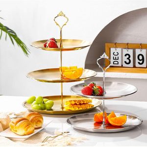 Bandeja de Servir de Acero Inoxidable de 2 y 3 Niveles, Apta para Lavavajillas, para Frutas, Dulces, Pasteles, Postres y Almacenamiento Doméstico - Product Image 1