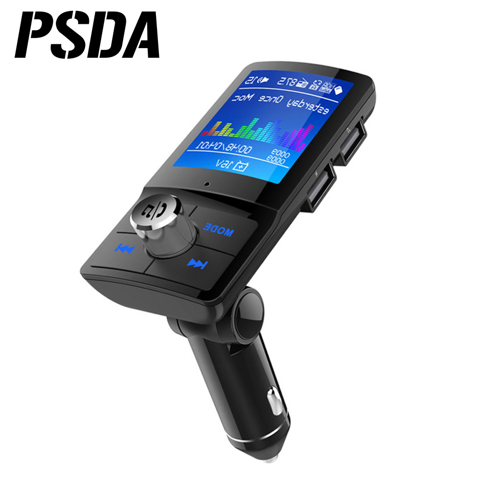 Беспроводной автомобильный FM-трансмиттер PSDA с ЖК-дисплеем, mp3-плеер розового, черного, белого цветов