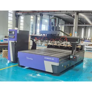 CNC Router with 6 Heads 6 Rotary AKM2030-6R for Furniture Legs Round Tube Sculpture Wood PVC Acrylic Plate and Pipe
