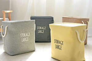 Panier à linge pliable en toile de coton de grande taille, style arrondi, avec logo personnalisé, sac à cordon écologique - Product Image 5