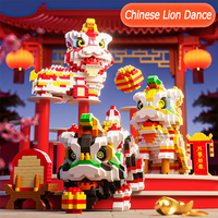 Ensemble de blocs de construction de danse du lion de style chinois jouet pour enfants cadeau de mascotte du nouvel an pour les enfants