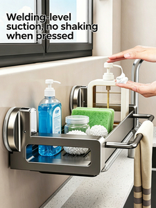 Portaoggetti da cucina con <span class=keywords><strong>ventosa</strong></span>, organizer per scarico lavello, mensola <span class=keywords><strong>porta</strong></span> spezie da parete senza foratura, portaoggetti da <span class=keywords><strong>bagno</strong></span> - Product Image 2