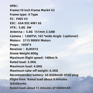 Drone FPV de course 10 pouces avec télécommande, longue autonomie, capacité de charge de 5 kg, imagerie <span class=keywords><strong>thermique</strong></span>, largage aérien, anti-intrusion, transmission 9 km, 21-30 min - Product Image 5