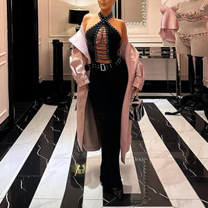 XH1136 - Tuta <span class=keywords><strong>Elegante</strong></span> da <span class=keywords><strong>Donna</strong></span> Aderente con Lacci, Schiena Scoperta, Sexy per Feste - Product Image 2